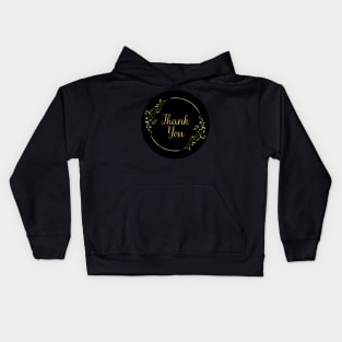 Thank You with Flower - Black Kids Hoodie